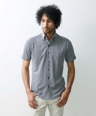 MNBGS57170 MICHEL KLEIN HOMME(ミッシェルクラン オム) 千鳥柄イージーケア半袖シャツ ブラック(94)