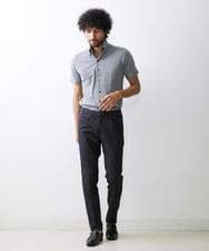 MNBGS57170 MICHEL KLEIN HOMME(ミッシェルクラン オム) 《日本製》千鳥柄イージーケア半袖シャツ ブラック