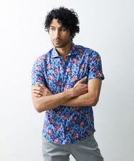 MNBGS60230 MICHEL KLEIN HOMME(ミッシェルクラン オム) 《日本製》リバティ半袖シャツ ブルー(55)