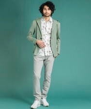 MNBGS60230 MICHEL KLEIN HOMME(ミッシェルクラン オム) 《日本製》リバティ半袖シャツ ホワイト(90)