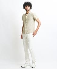 MNBGS61200 MICHEL KLEIN HOMME(ミッシェルクラン オム) 《日本製》レース柄半袖シャツ ベージュ
