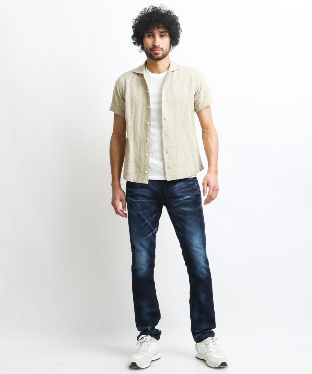 MNBGS61200 MICHEL KLEIN HOMME(ミッシェルクラン オム) 《日本製》レース柄半袖シャツ ベージュ