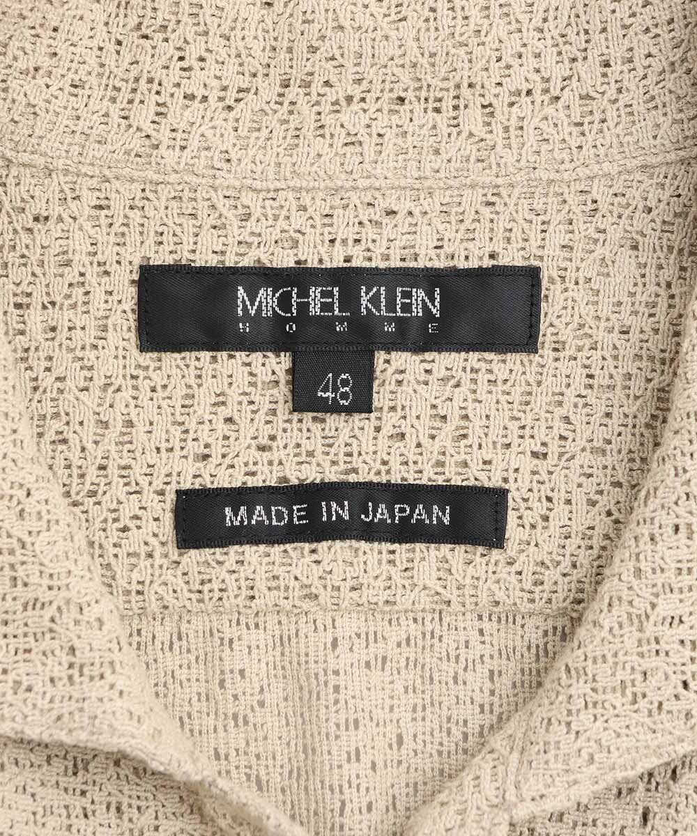 MNBGS61200 MICHEL KLEIN HOMME(ミッシェルクラン オム) 《日本製》レース柄半袖シャツ ベージュ