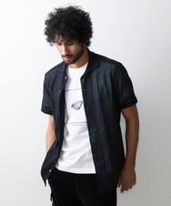 MNBGS61200 MICHEL KLEIN HOMME(ミッシェルクラン オム) 《日本製》レース柄半袖シャツ ブラック