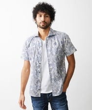 MNBGV57230 MICHEL KLEIN HOMME(ミッシェルクラン オム) 《日本製》フラワー柄半袖シャツ ライトグレー