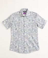 MNBGV57230 MICHEL KLEIN HOMME(ミッシェルクラン オム) 《日本製》フラワー柄半袖シャツ ライトグレー