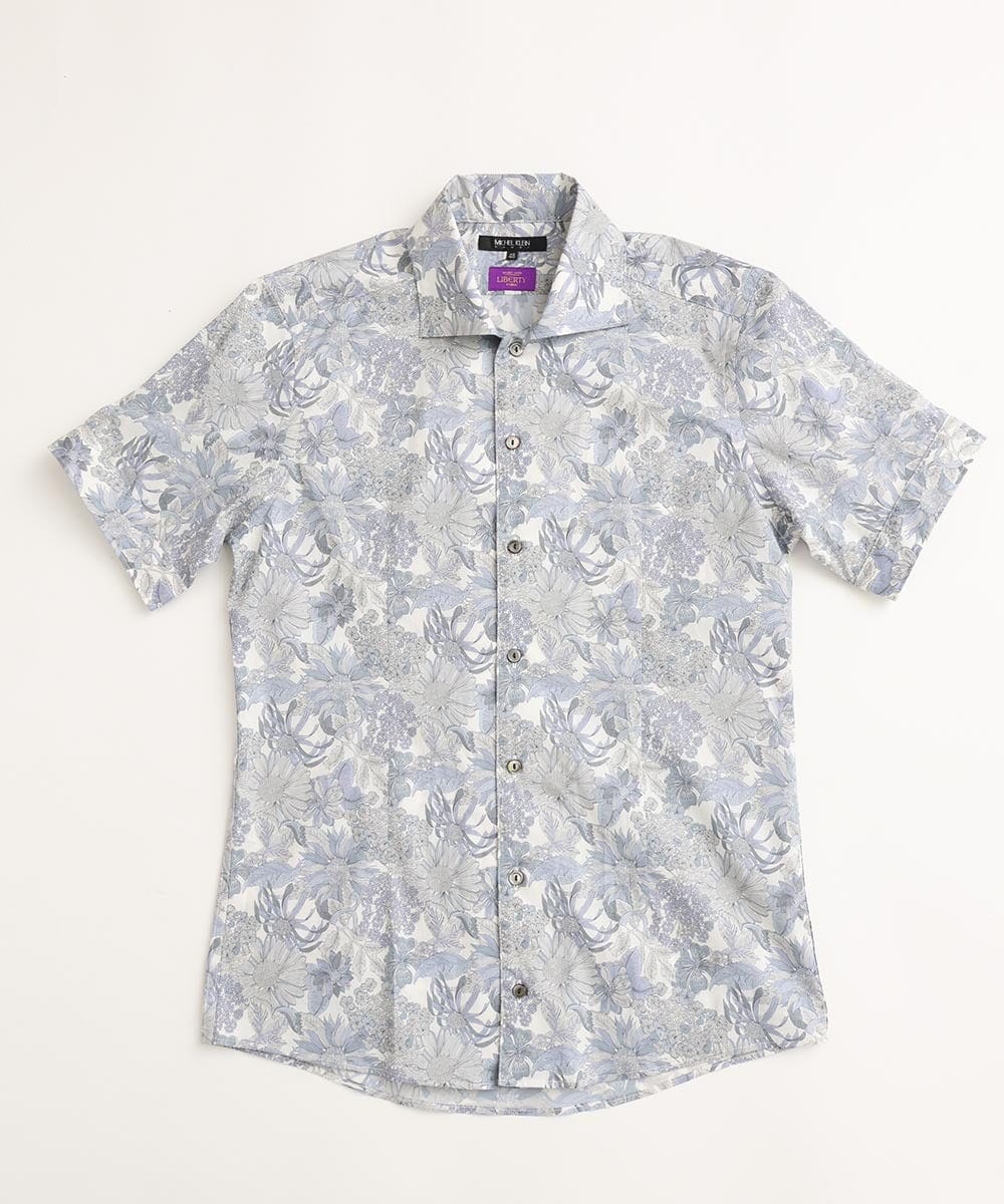 MNBGV57230 MICHEL KLEIN HOMME(ミッシェルクラン オム) 《日本製》フラワー柄半袖シャツ ライトグレー