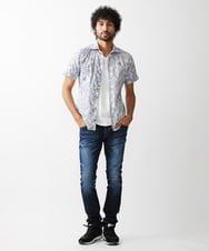 MNBGV57230 MICHEL KLEIN HOMME(ミッシェルクラン オム) 《日本製》フラワー柄半袖シャツ ライトグレー