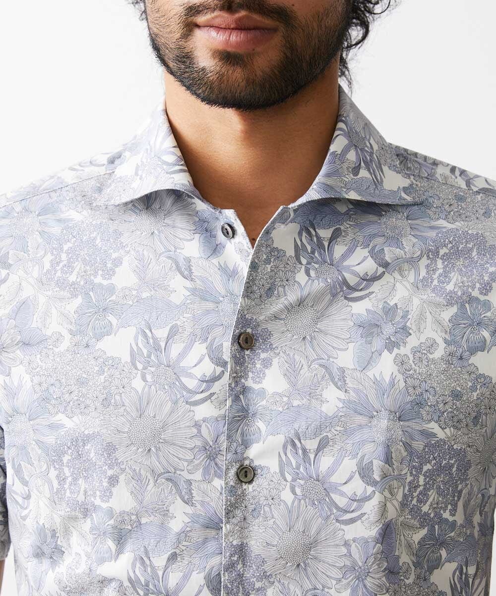 MNBGV57230 MICHEL KLEIN HOMME(ミッシェルクラン オム) 《日本製》フラワー柄半袖シャツ ライトグレー
