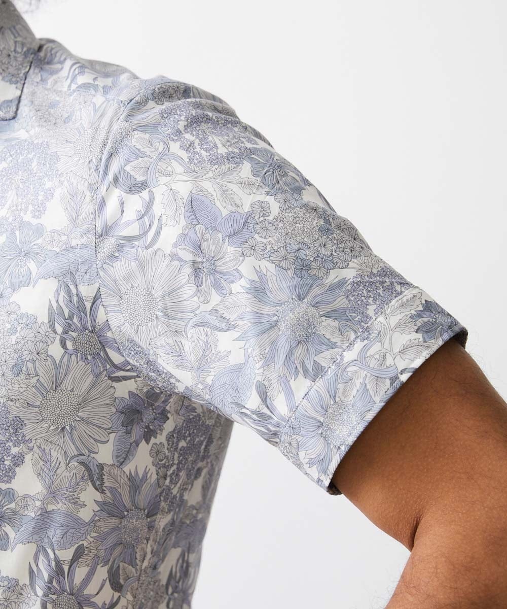 MNBGV57230 MICHEL KLEIN HOMME(ミッシェルクラン オム) 《日本製》フラワー柄半袖シャツ ライトグレー