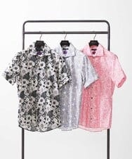MNBGV57230 MICHEL KLEIN HOMME(ミッシェルクラン オム) 《日本製》フラワー柄半袖シャツ ブラック