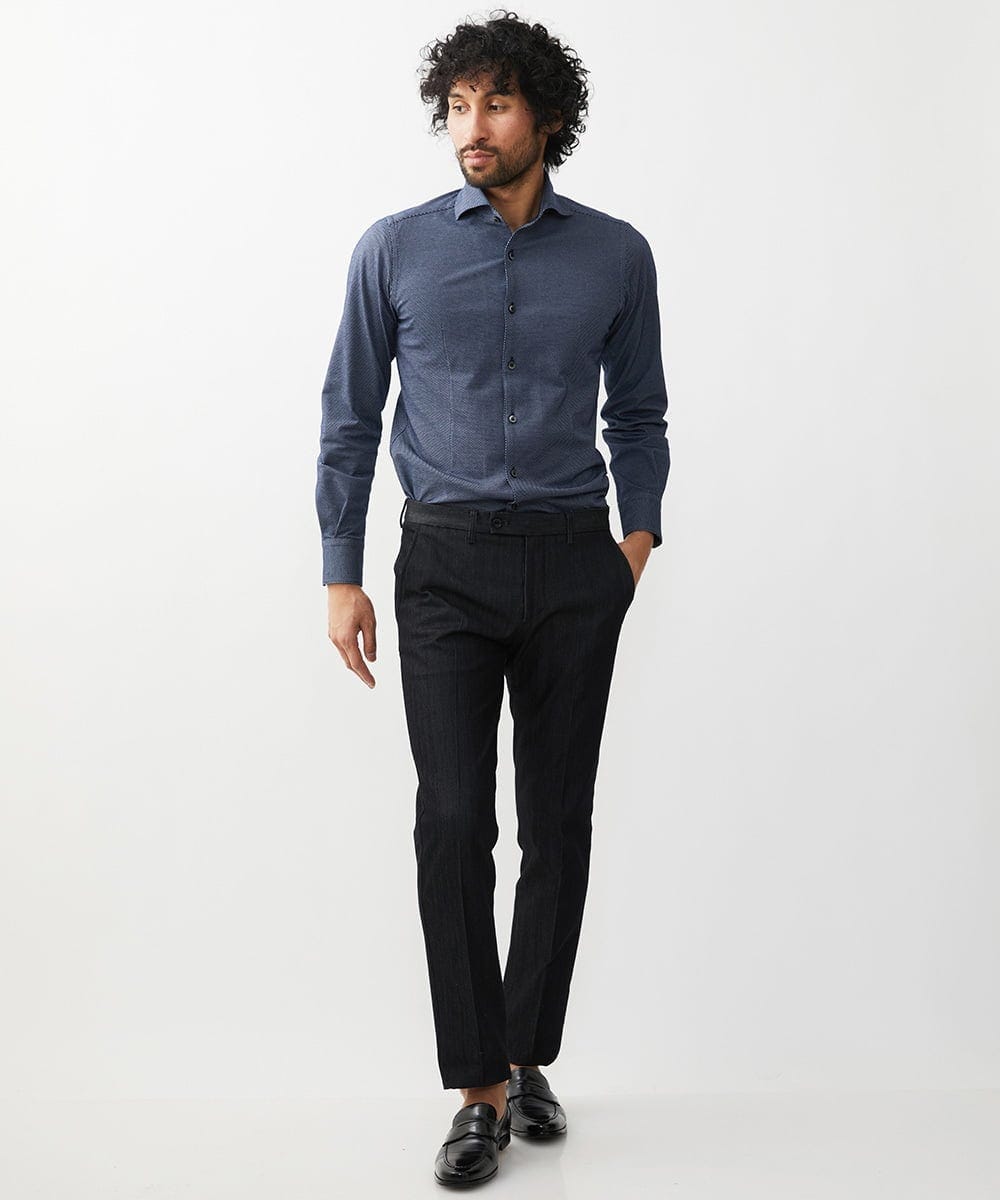 MNBGX11210 MICHEL KLEIN HOMME(ミッシェルクラン オム) 《日本製》ラッセルジャージシャツ ネイビー