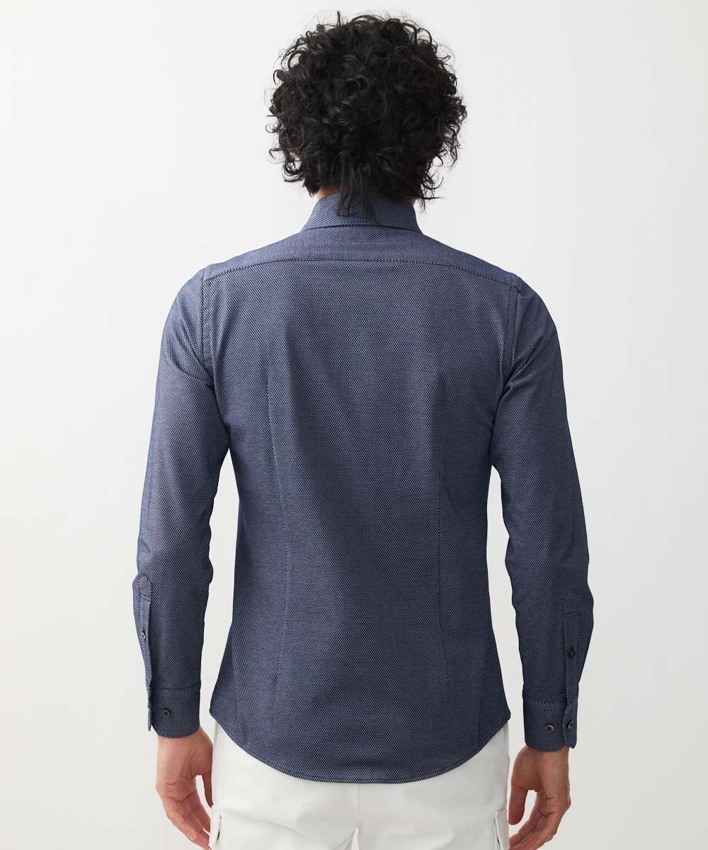 MNBGX11210 MICHEL KLEIN HOMME(ミッシェルクラン オム) 《日本製》ラッセルジャージシャツ ネイビー