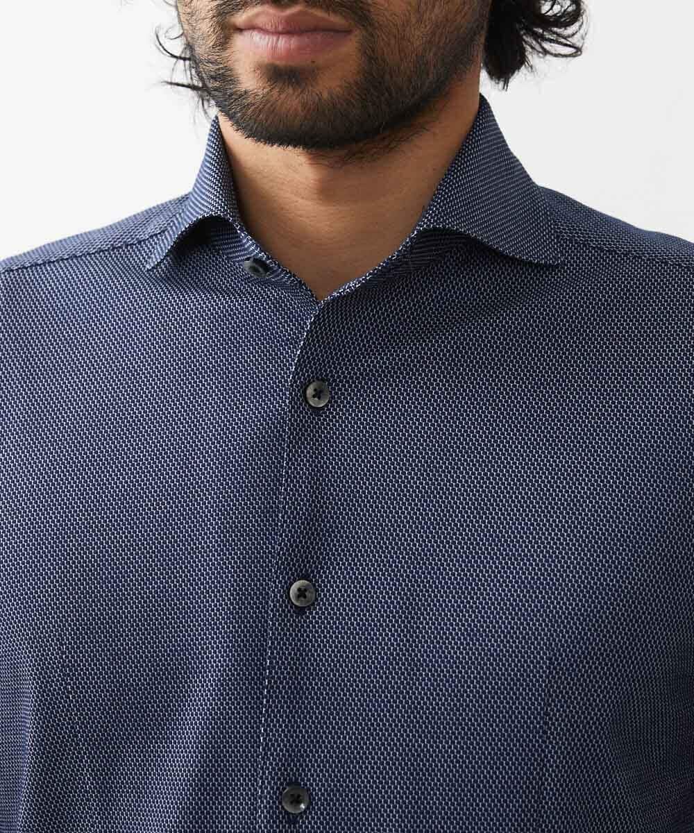 MNBGX11210 MICHEL KLEIN HOMME(ミッシェルクラン オム) 《日本製》ラッセルジャージシャツ ネイビー