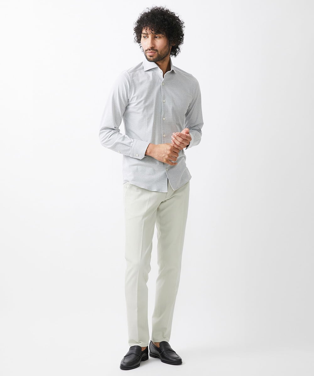 MNBGX11210 MICHEL KLEIN HOMME(ミッシェルクラン オム) 《日本製》ラッセルジャージシャツ ホワイト