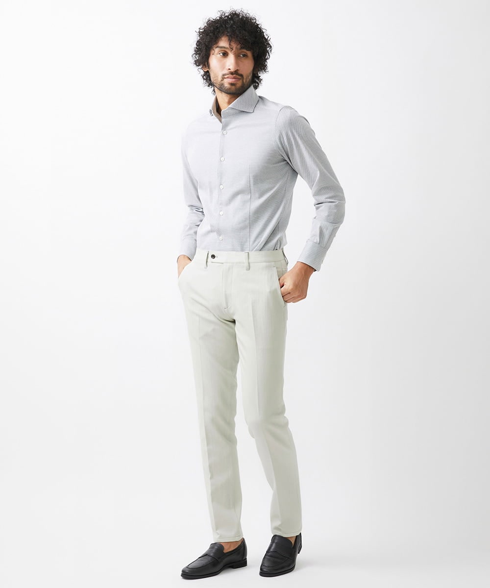 MNBGX11210 MICHEL KLEIN HOMME(ミッシェルクラン オム) 《日本製》ラッセルジャージシャツ ホワイト