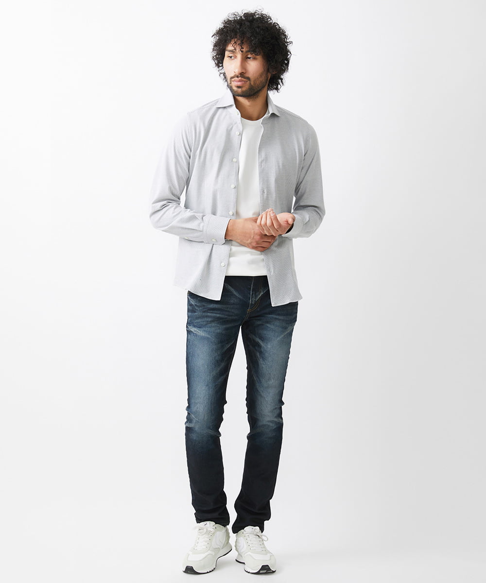 MNBGX11210 MICHEL KLEIN HOMME(ミッシェルクラン オム) 《日本製》ラッセルジャージシャツ ホワイト(90)