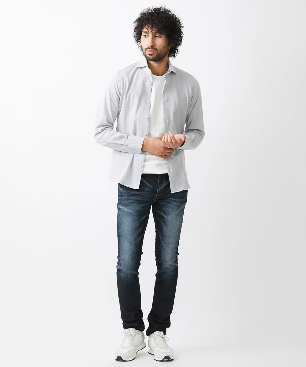 MNBGX11210 MICHEL KLEIN HOMME(ミッシェルクラン オム) 《日本製》ラッセルジャージシャツ ホワイト