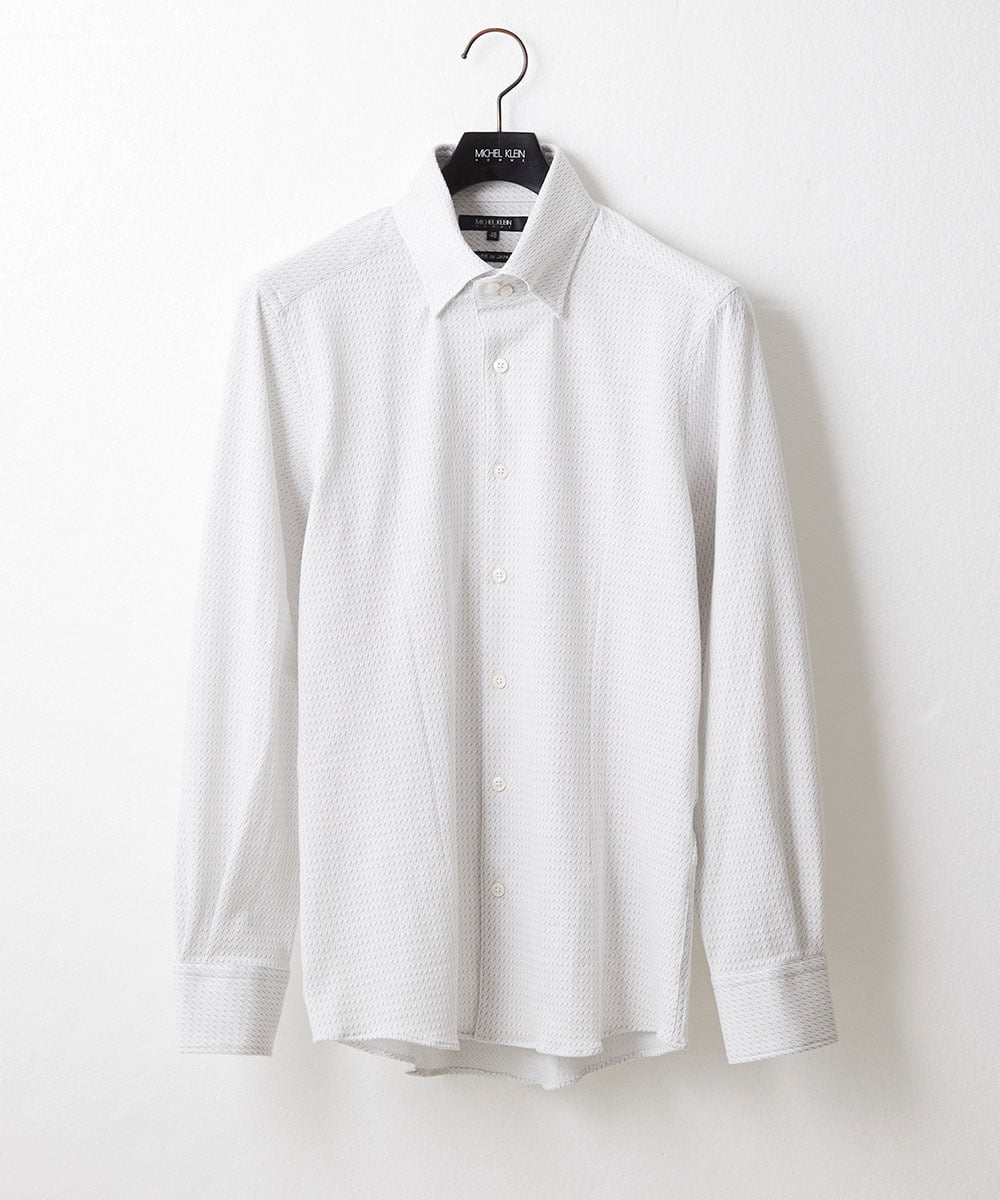 MNBGX53200 MICHEL KLEIN HOMME(ミッシェルクラン オム) 《日本製》ラッセルジャガードシャツ ホワイト(90）