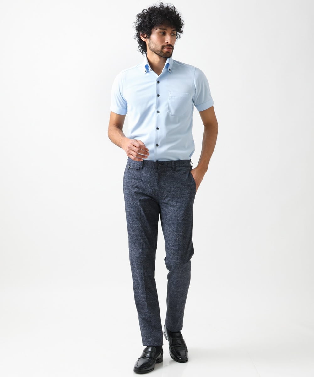 MNBGX64170 MICHEL KLEIN HOMME(ミッシェルクラン オム) 【2024年モデル】《日本製》イージーケアドレス半袖シャツ ライトブルー