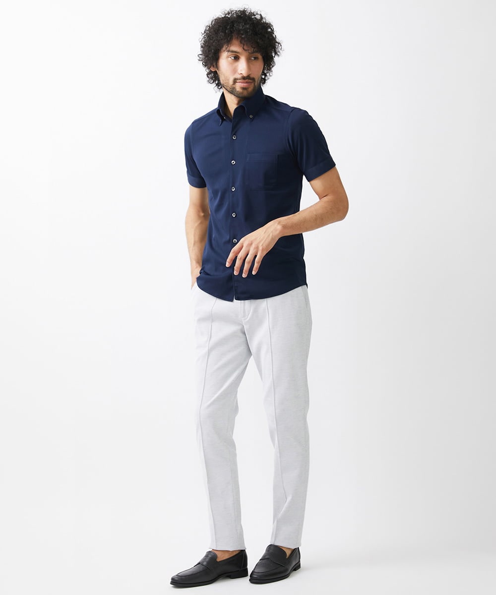 MNBGX64170 MICHEL KLEIN HOMME(ミッシェルクラン オム) 【2024年モデル】《日本製》イージーケアドレス半袖シャツ ネイビー