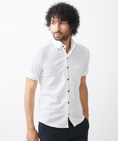 MICHEL KLEIN HOMME(ミッシェルクランオム) 【2024年モデル】《日本製》イージーケアドレス半袖シャツ ホワイト/白 46