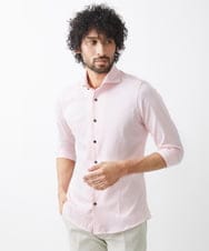 MNBGX67180 MICHEL KLEIN HOMME(ミッシェルクラン オム) 《日本製》立体柄ストレッチラッセル七分袖シャツ ピンク