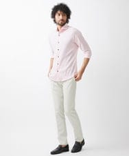 MNBGX67180 MICHEL KLEIN HOMME(ミッシェルクラン オム) 《日本製》立体柄ストレッチラッセル七分袖シャツ ピンク