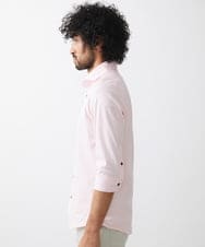 MNBGX67180 MICHEL KLEIN HOMME(ミッシェルクラン オム) 《日本製》立体柄ストレッチラッセル七分袖シャツ ピンク
