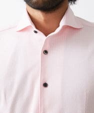 MNBGX67180 MICHEL KLEIN HOMME(ミッシェルクラン オム) 《日本製》立体柄ストレッチラッセル七分袖シャツ ピンク