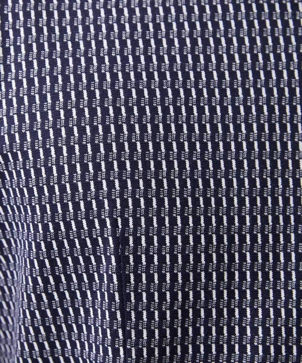 MNBGX67180 MICHEL KLEIN HOMME(ミッシェルクラン オム) 《日本製》立体柄ストレッチラッセル七分袖シャツ ネイビー