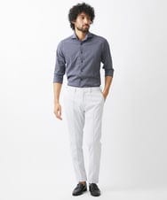 MNBGX67180 MICHEL KLEIN HOMME(ミッシェルクラン オム) 《日本製》立体柄ストレッチラッセル七分袖シャツ ネイビー