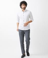MNBGX67180 MICHEL KLEIN HOMME(ミッシェルクラン オム) 《日本製》立体柄ストレッチラッセル七分袖シャツ ライトグレー