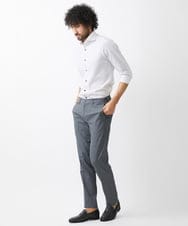 MNBGX67180 MICHEL KLEIN HOMME(ミッシェルクラン オム) 《日本製》立体柄ストレッチラッセル七分袖シャツ ライトグレー