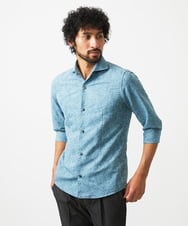 MNBHA66270 MICHEL KLEIN HOMME(ミッシェルクラン オム) 《日本製》ボタニカル柄七分袖シャツ グリーン