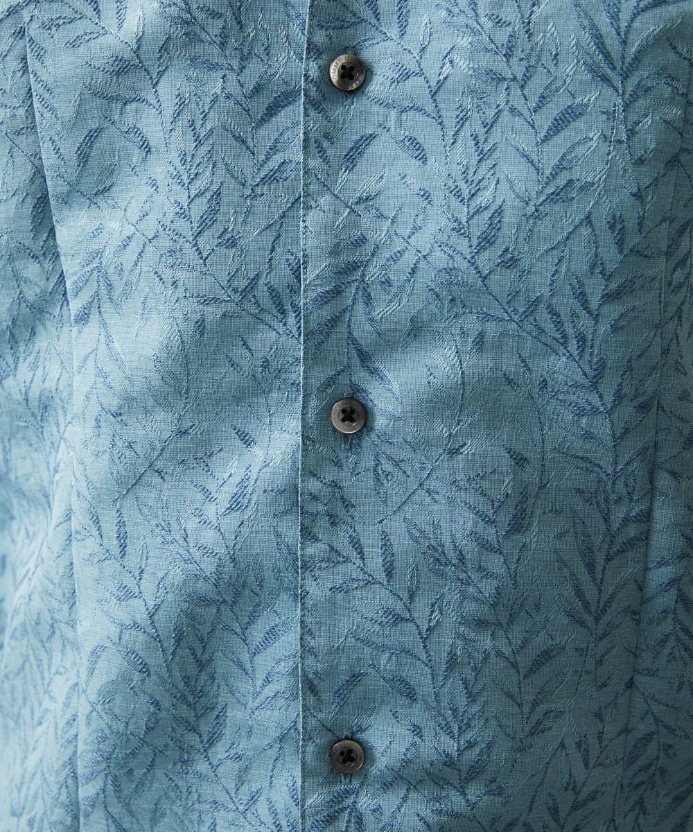 MNBHA66270 MICHEL KLEIN HOMME(ミッシェルクラン オム) 《日本製》ボタニカル柄七分袖シャツ グリーン