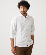 MNBHA66270 MICHEL KLEIN HOMME(ミッシェルクラン オム) 《日本製》ボタニカル柄七分袖シャツ ライトグレー
