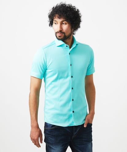MNBHC61200 MICHEL KLEIN HOMME 《日本製》ジャガード柄半袖シャツ