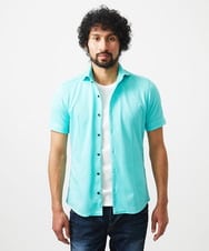 MNBHC61200 MICHEL KLEIN HOMME(ミッシェルクラン オム) 《日本製》ジャガード柄半袖シャツ グリーン