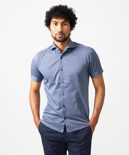 MNBHC61200 MICHEL KLEIN HOMME 《日本製》ジャガード柄半袖シャツ