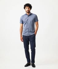 MNBHC61200 MICHEL KLEIN HOMME(ミッシェルクラン オム) 《日本製》ジャガード柄半袖シャツ ブルー