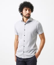 MNBHC61200 MICHEL KLEIN HOMME(ミッシェルクラン オム) 《日本製》ジャガード柄半袖シャツ ライトグレー