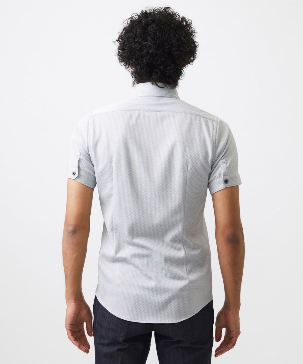 MNBHC61200 MICHEL KLEIN HOMME(ミッシェルクラン オム) 《日本製》ジャガード柄半袖シャツ ライトグレー