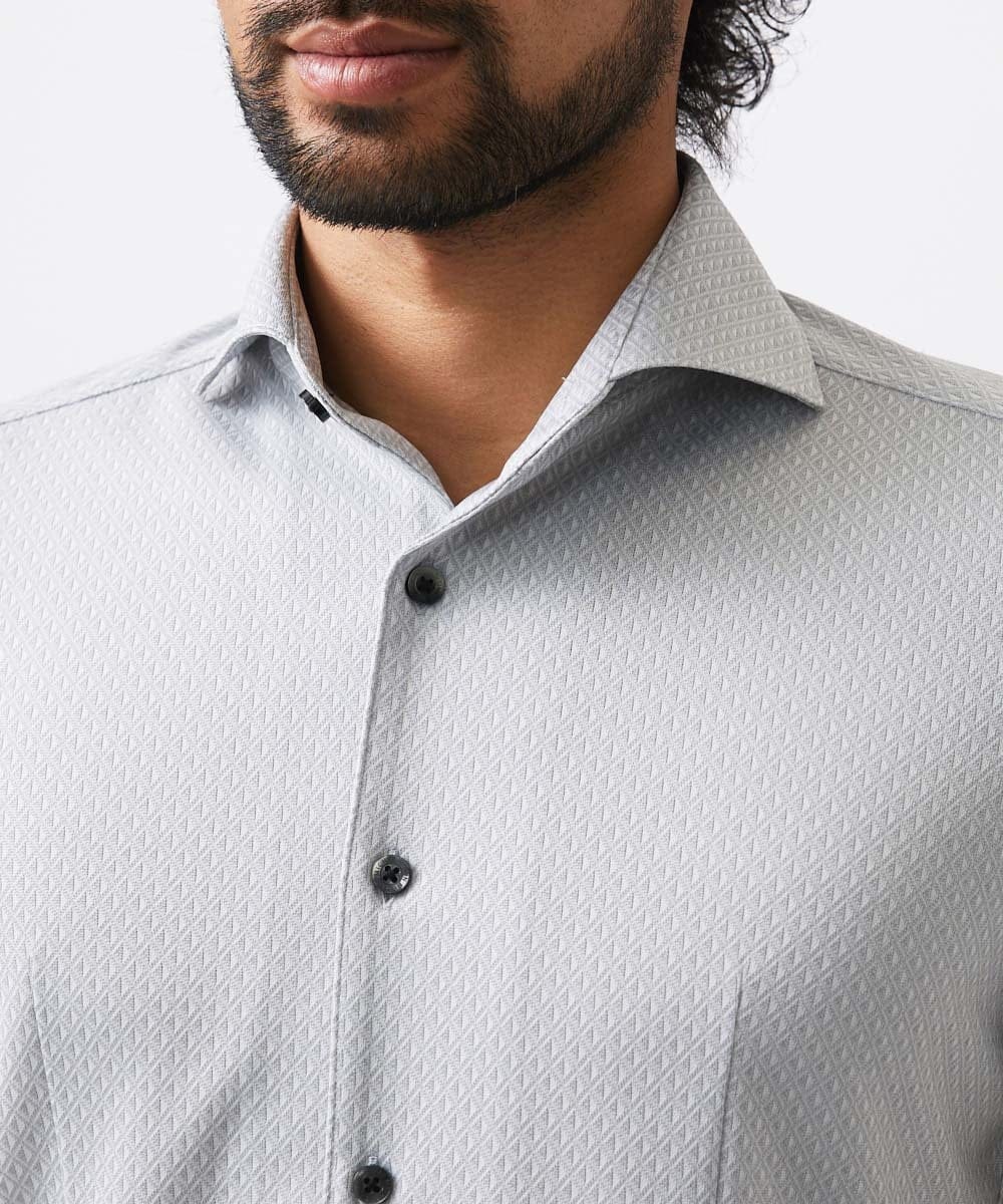 MNBHC61200 MICHEL KLEIN HOMME(ミッシェルクラン オム) 《日本製》ジャガード柄半袖シャツ ライトグレー