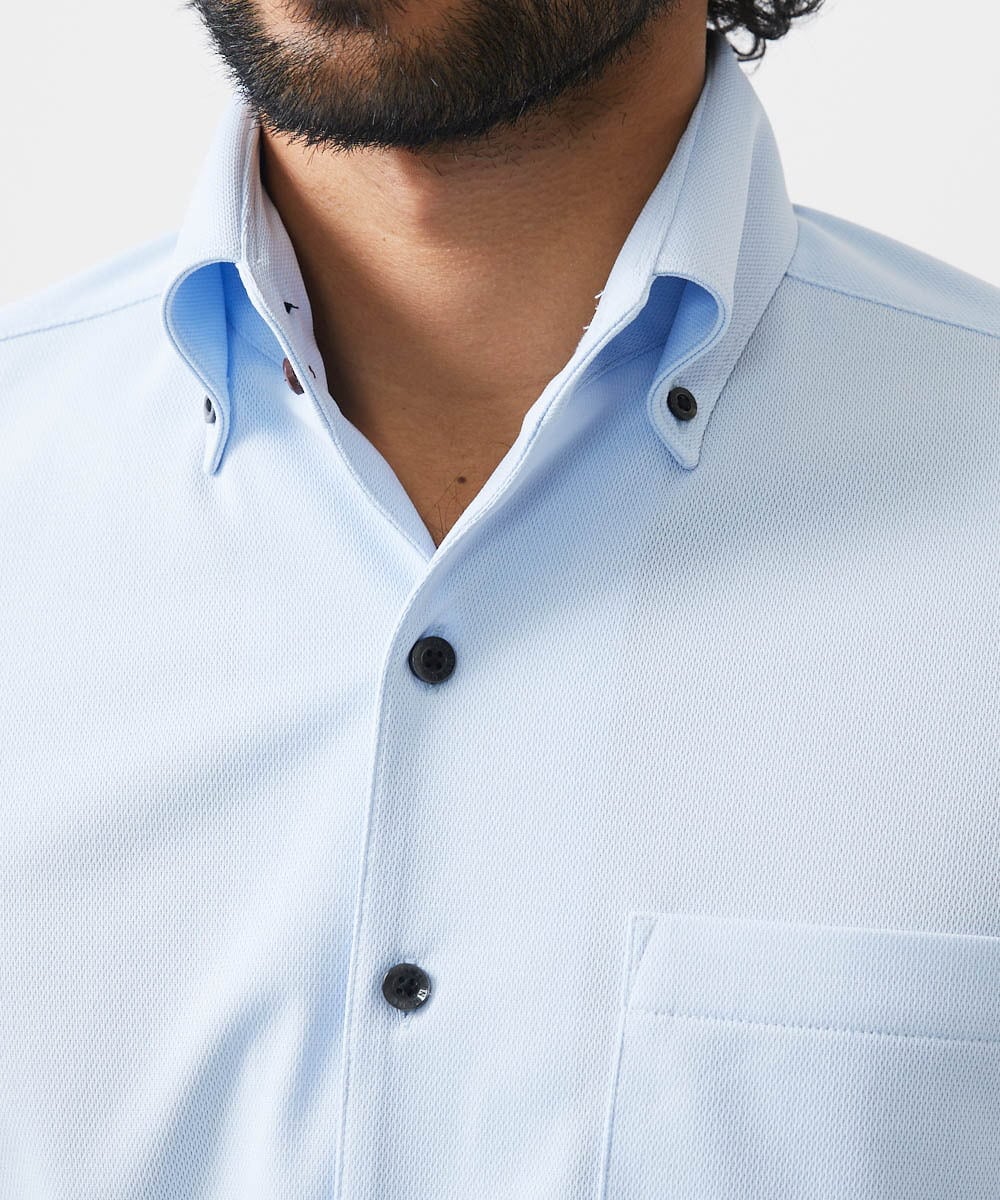 MNBHC64180 MICHEL KLEIN HOMME(ミッシェルクラン オム) 《日本製》イージーケアドレス半袖シャツ ライトブルー