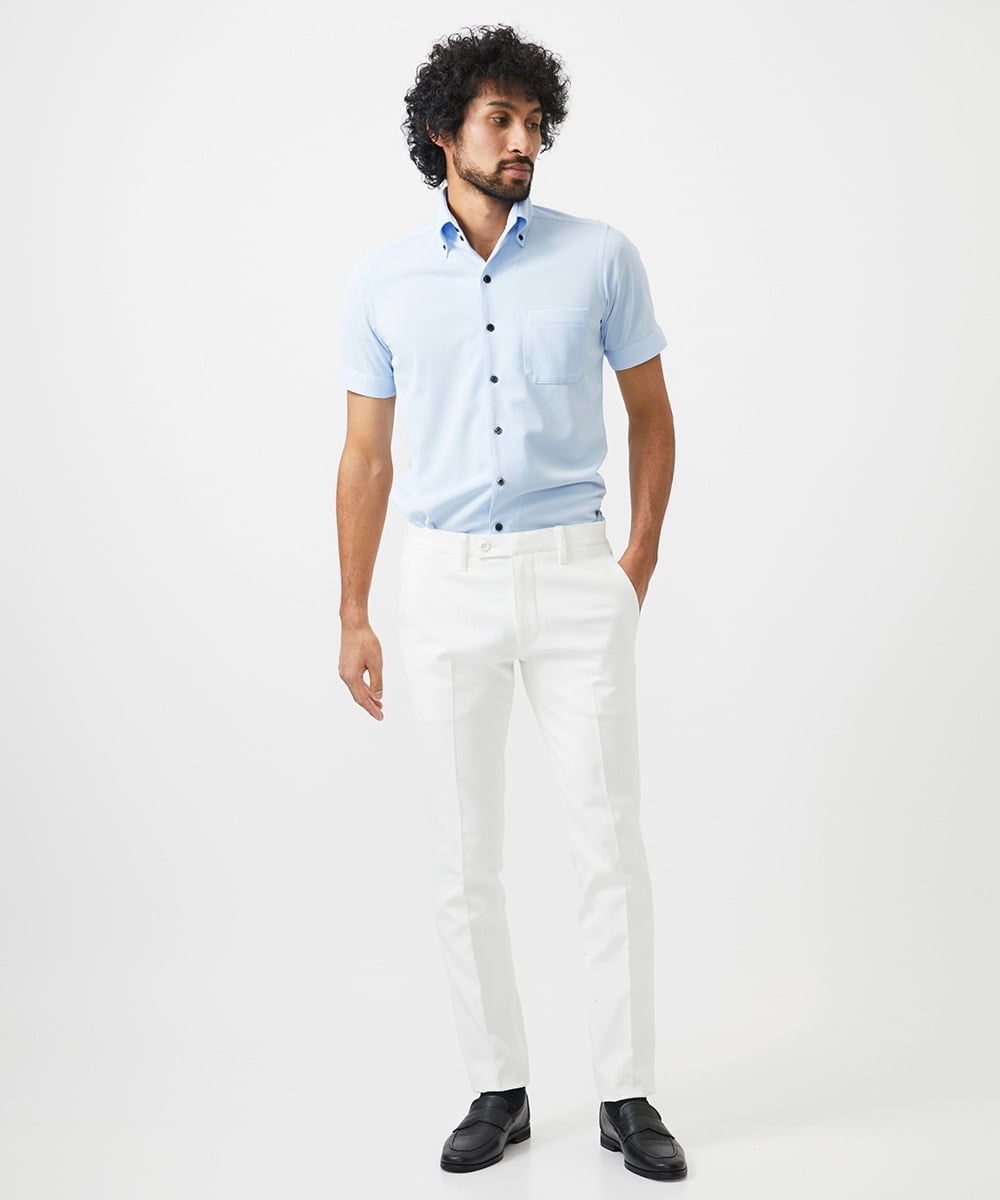 MNBHC64180 MICHEL KLEIN HOMME(ミッシェルクラン オム) 《日本製》イージーケアドレス半袖シャツ ライトブルー