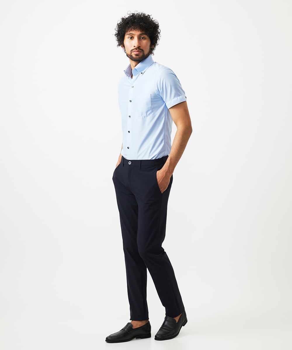 MNBHC64180 MICHEL KLEIN HOMME(ミッシェルクラン オム) 《日本製》イージーケアドレス半袖シャツ ライトブルー