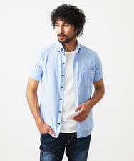 MNBHC64180 MICHEL KLEIN HOMME(ミッシェルクラン オム) 《日本製》イージーケアドレス半袖シャツ ライトブルー
