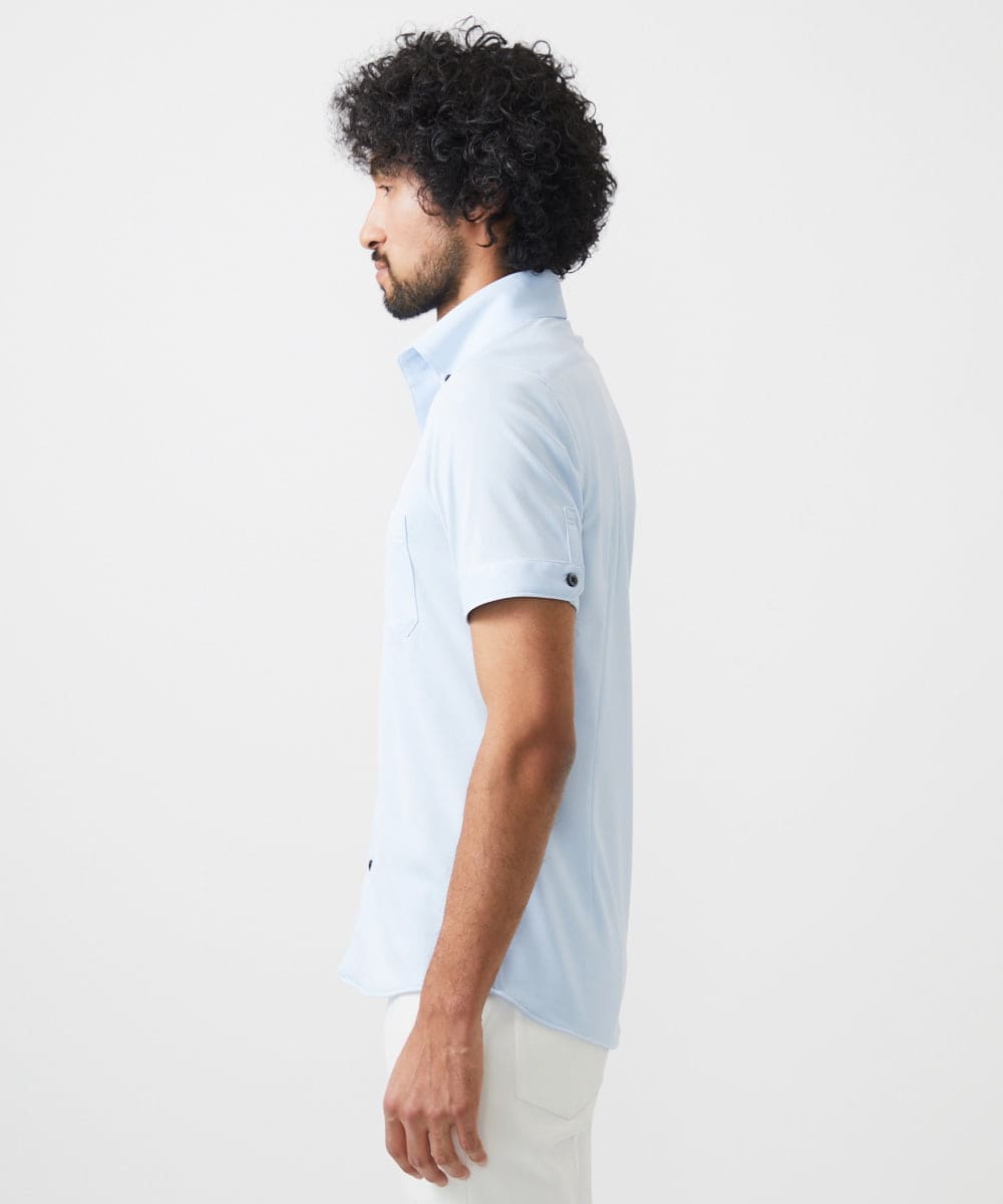 MNBHC64180 MICHEL KLEIN HOMME(ミッシェルクラン オム) 《日本製》イージーケアドレス半袖シャツ ライトブルー