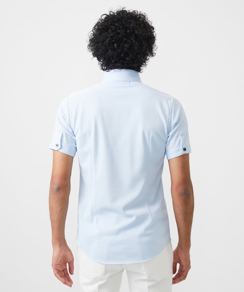 MNBHC64180 MICHEL KLEIN HOMME(ミッシェルクラン オム) 《日本製》イージーケアドレス半袖シャツ ライトブルー